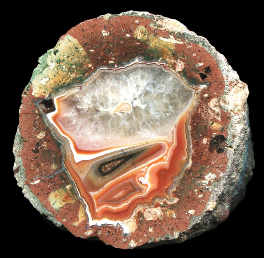 Vivid Felsenschlag Thunderegg With Red Abstract Shapes